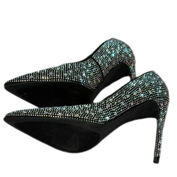 Rouge Helium Black Stiletto Heels with Rhinestones - Picture 5 of 5